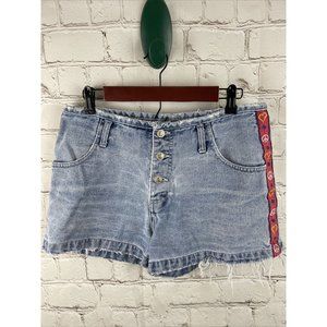 Vintage High Rise Waisted No Excuses Sz 13/14 Jean Shorts Peace Love BOHO Hippie